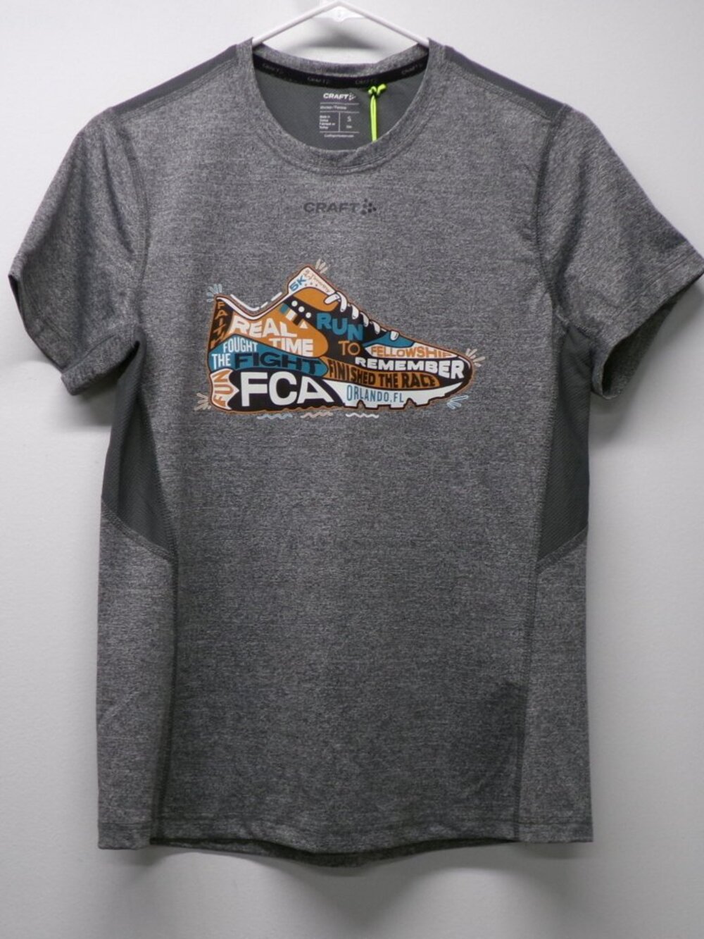 NWT Craft Essence Run To Fellowship Orlando FL Gray Running Shirt Women's sz S